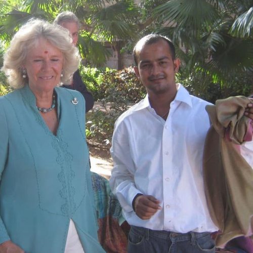 Camilla, Duchess of Cornwall buying shawls from Maharani